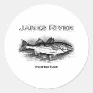 James River Vintage Streifenbarsch-Logo Runder Aufkleber