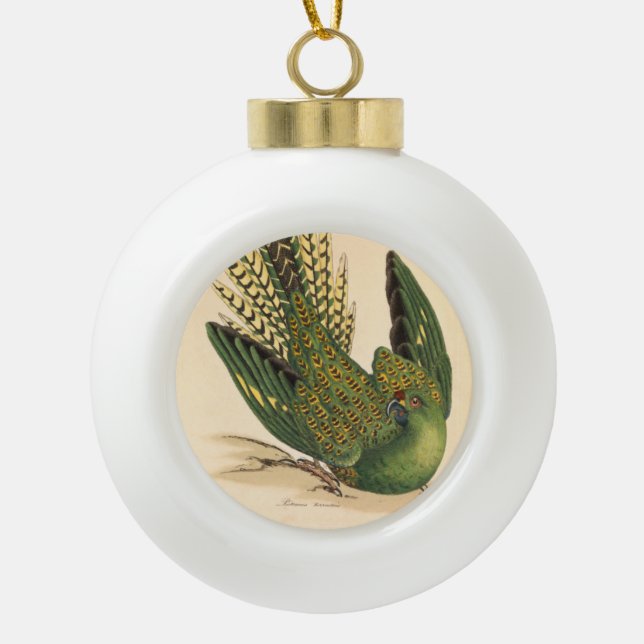 James Sowerby Ground Parrot, Psittacus terrestris Keramik Kugel-Ornament (Vorderseite)