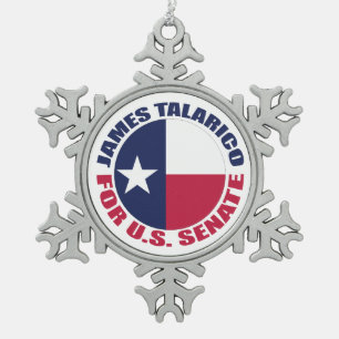 James Talarico für den US-Senat Texas Schneeflocken Zinn-Ornament