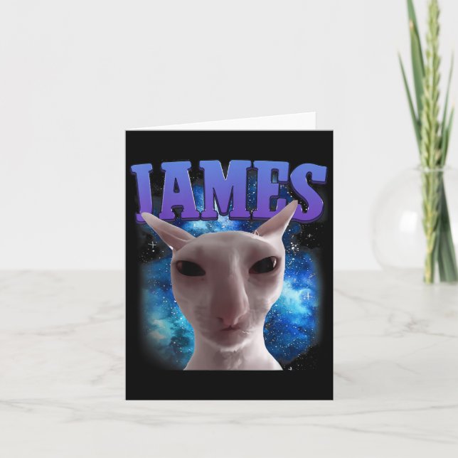 James The Cat Meme Funny Albern Cats Brainrot Meme Karte (Vorderseite)