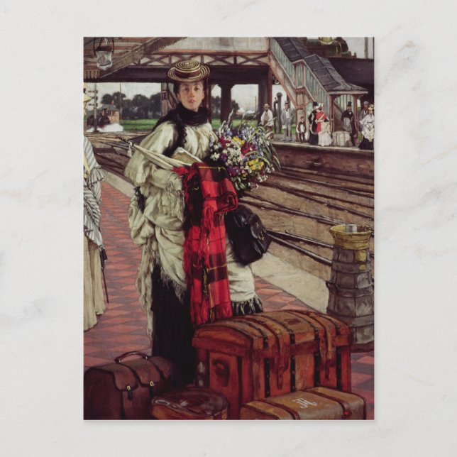 James Tissot | am Bahnhof Gewartet Postkarte (Vorderseite)
