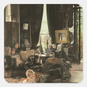 James Tissot   Ausblenden und Suchen, c.1880-82 Quadratischer Aufkleber