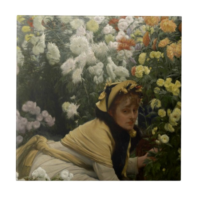 James Tissot Chrysanthemums Fliese (Vorderseite)
