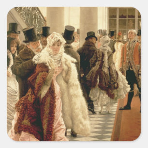 James Tissot   Die Mode-Frau , 1883-5 Quadratischer Aufkleber