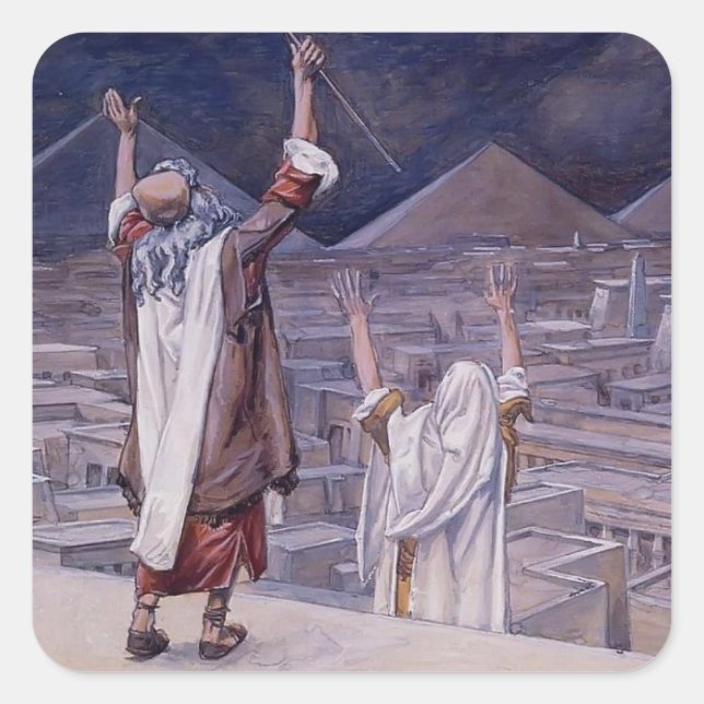 James Tissot über die Pest der Heuschrecken Quadratischer Aufkleber (Vorderseite)