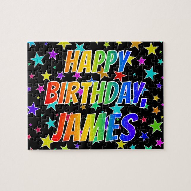 "JAMES" Vorname, Spaß "GLÜCKLICHER GEBURTSTAG" Puzzle (Horizontal)