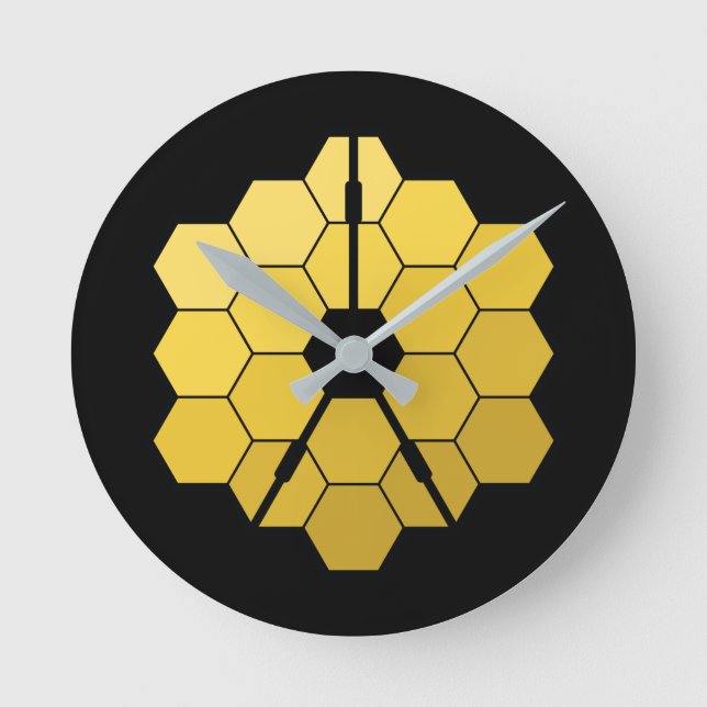 James Webb Space Telescope (JWST) Golden Mirror Th Runde Wanduhr (Vorderseite)