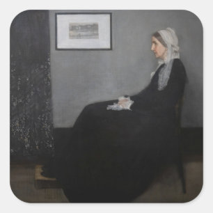 James Whistler - Portrait der Mutter des Künstlers Quadratischer Aufkleber