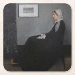 James Whistler - Portrait der Mutter des Künstlers Rechteckiger Pappuntersetzer