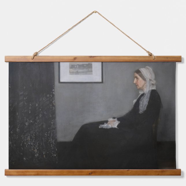 James Whistler - Portrait der Mutter des Künstlers Wandteppich Mit Holzrahmen (Vorne)