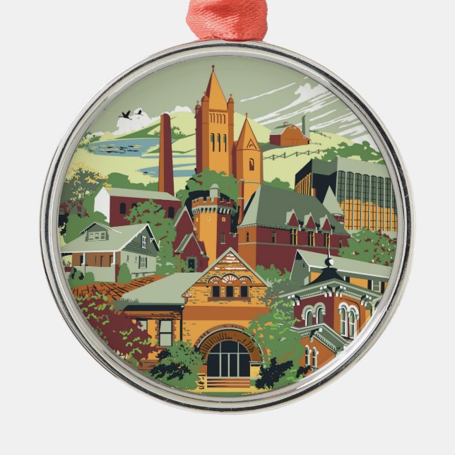 Jamestown Architektur-Weihnachtsverzierung Ornament Aus Metall (Vorne)