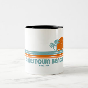 Jamestown Beach Virginia Sun Palm Trees Zweifarbige Tasse