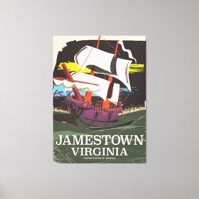 Jamestown, Virginia, Vintage-Reiseplakat Leinwanddruck (Vorderseite)