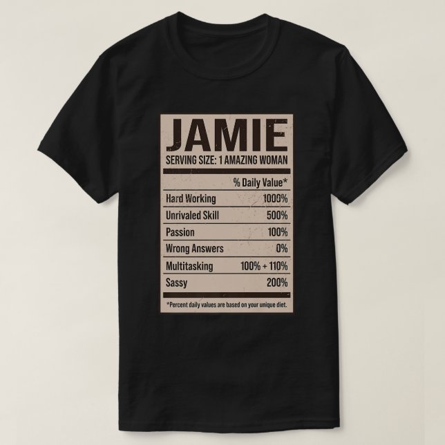 Jamie Nutrition Fakten Name Nickname Alias Titel F T-Shirt (Design vorne)