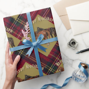 Jamie und Poppy grün kariert Geschenkpapier