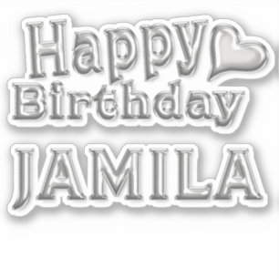 Jamila Happy Birthday silver Aufkleber Sticker