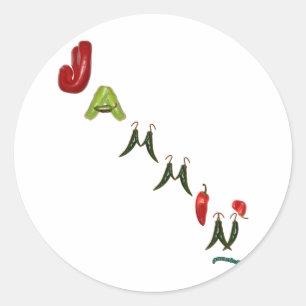 Jammin Chili-Paprikaschoten Runder Aufkleber
