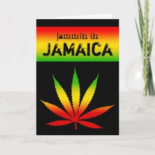 Jammin Jamaica Reggae Colors Rasta Leaf Black Karte