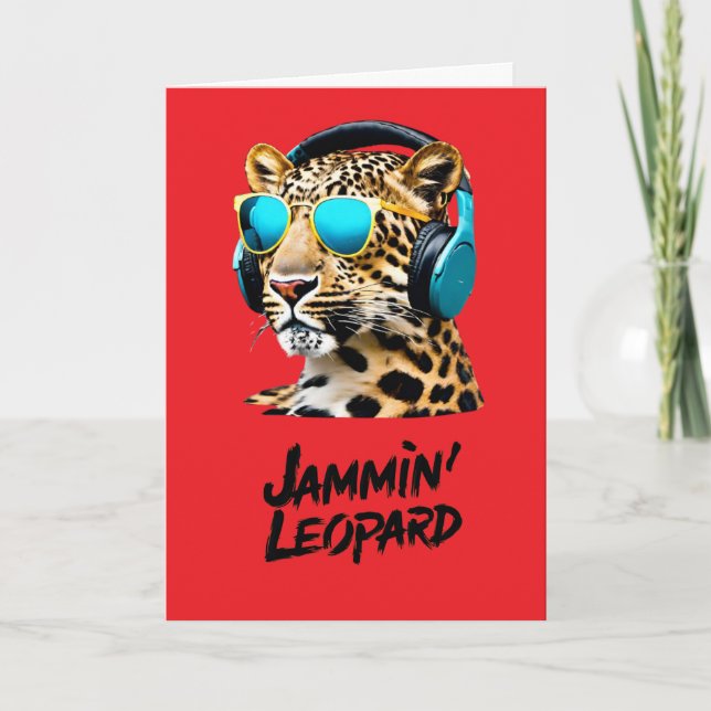 Jammin' Leopard Karte (Vorderseite)