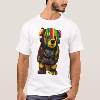 Jamming Jungle A Rasta Bären mit Kopfhörern T-Shirt