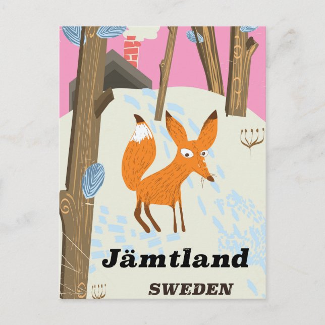 Jämtland Schweden Vintage Reiseplakat Postkarte (Vorderseite)