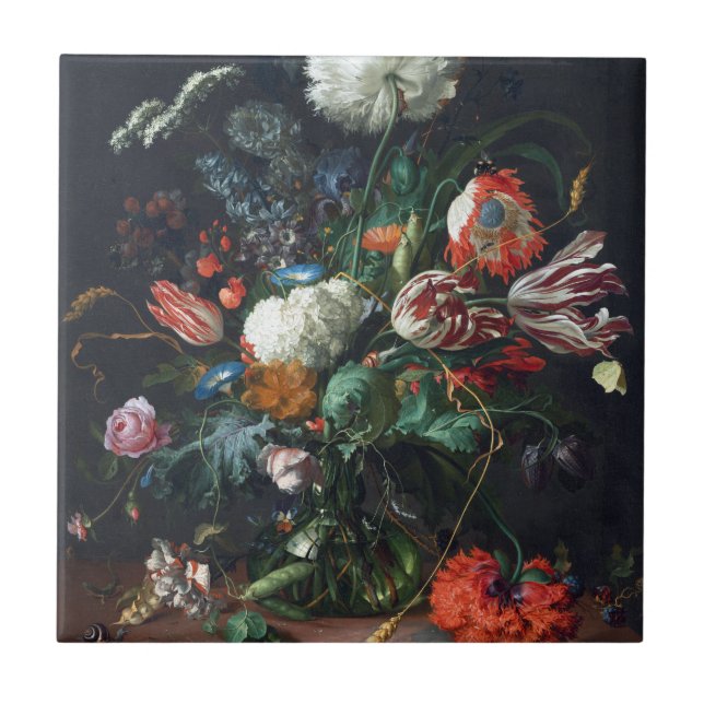 Jan Davidsz de Heem Vase von Blume Fliese (Vorderseite)