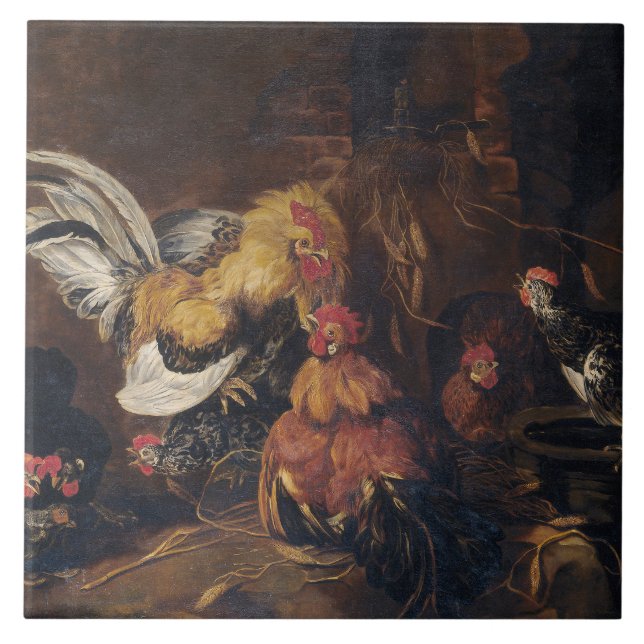 Jan Fyt Cockfight Fliese (Vorderseite)