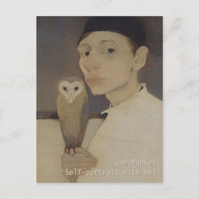Jan Mankes Selbstportrait mit Eule CC0687 Postcard Postkarte (Vorderseite)