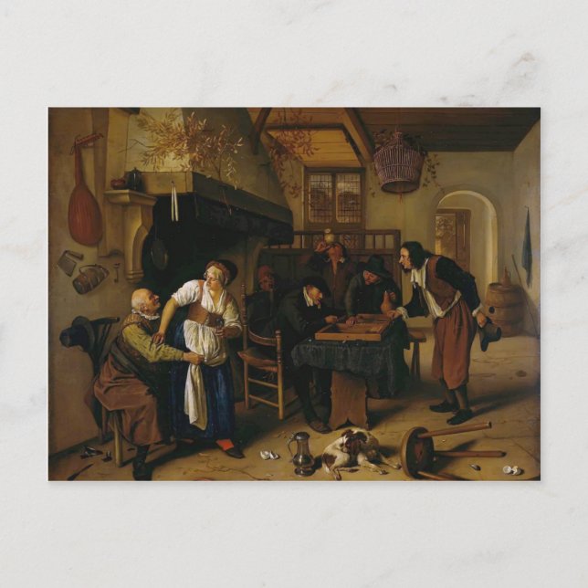 Jan Steen- In der Taverne Postkarte (Vorderseite)