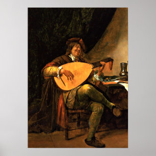 Jan Steen: Selbstporträt als Lautenspieler Poster
