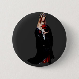 Jan van Eyck - Die Madonna in der Kirche Fine Art Button