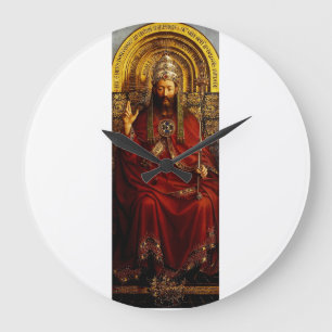 Jan van Eyck Gott der Vater auf dem Thron Fine Art Große Wanduhr