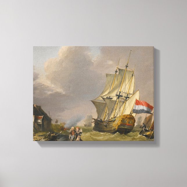 Jan van Os - Ein Sturm vor der Küste Leinwanddruck (Vorderseite)