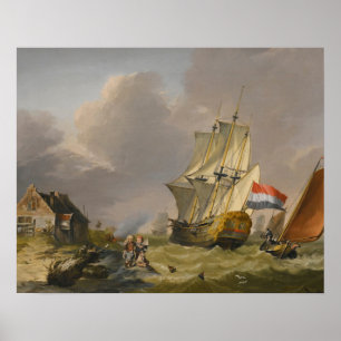 Jan van Os - Ein Sturm vor der Küste Poster