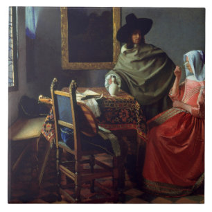 Jan Vermeer - Das Glas Wein Fliese