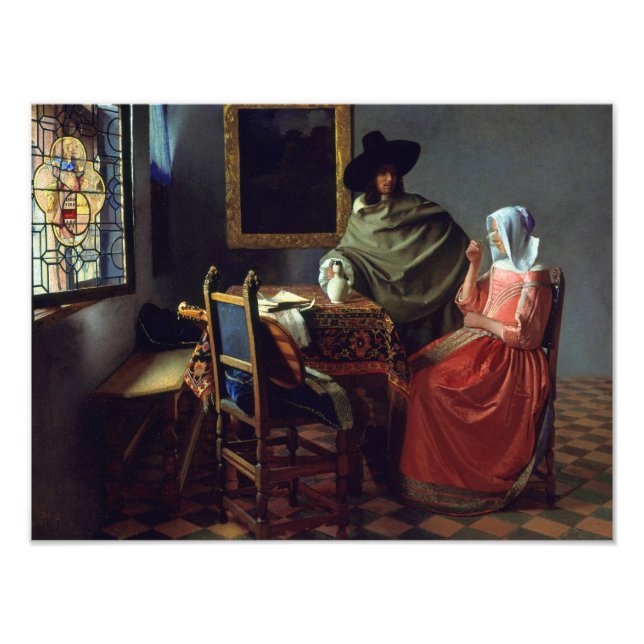 Jan Vermeer - Das Glas Wein Fotodruck (Vorne)