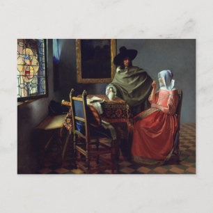 Jan Vermeer - Das Glas Wein Postkarte