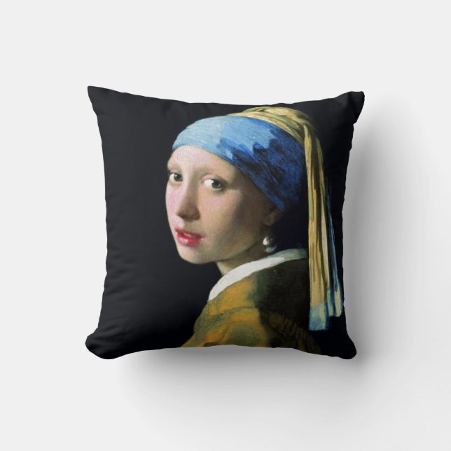 Jan Vermeer Girl mit Perle und Barockkunst Kissen (Vorderseite)