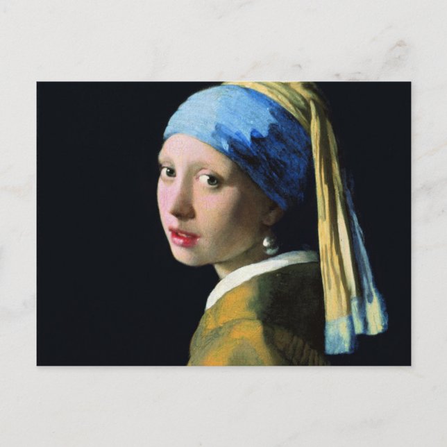 Jan Vermeer Girl mit Perle und Barockkunst Postkarte (Vorderseite)