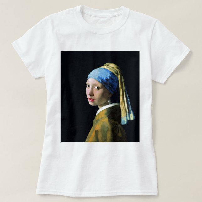 Jan Vermeer Girl mit Perle und Barockkunst T-Shirt (Design vorne)