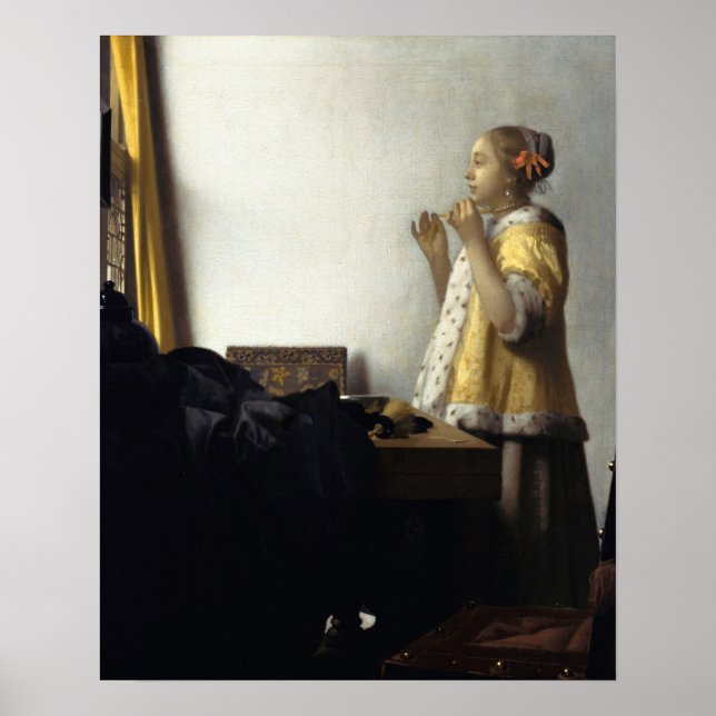 Jan Vermeer, Junge Frau mit Perlenschnur Poster (Vorne)