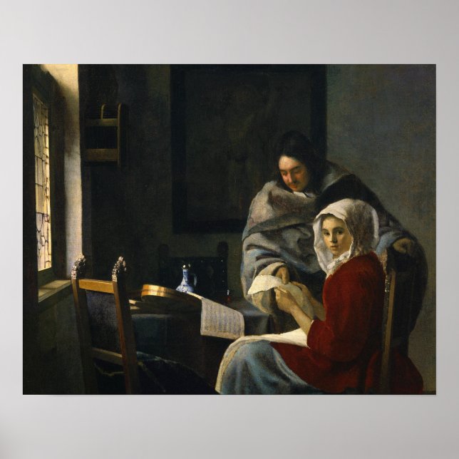 Jan Vermeer - Mädchen unterbricht ihre Musik Poster (Vorne)