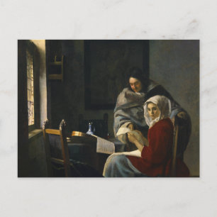 Jan Vermeer - Mädchen unterbricht ihre Musik Postkarte