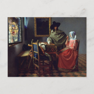 Jan Vermeer, The Wine Glass Postcard Postkarte