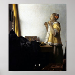 Jan Vermeer van Delft Young Women with a Pearl Poster