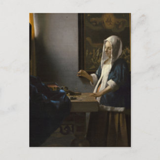 Jan Vermeer, Woman Holding a Balance Postcard Postkarte