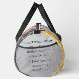 Jane Austen Books + Quote (gray) Duffle Bag