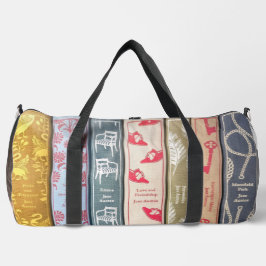 Jane Austen Books + Quote (lilac & gray) Duffle Bag