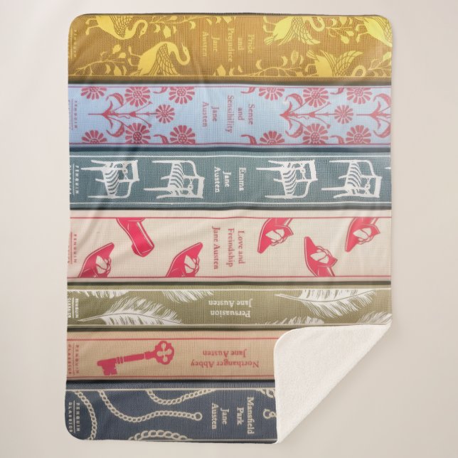 Jane Austen Books Throw Blanket Sherpadecke (Vorderseite)