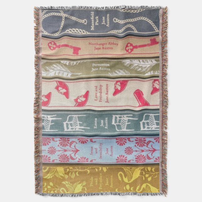 Jane-Austen-Bücher-Wurfdecke Decke (Vorderseite Vertikal)
